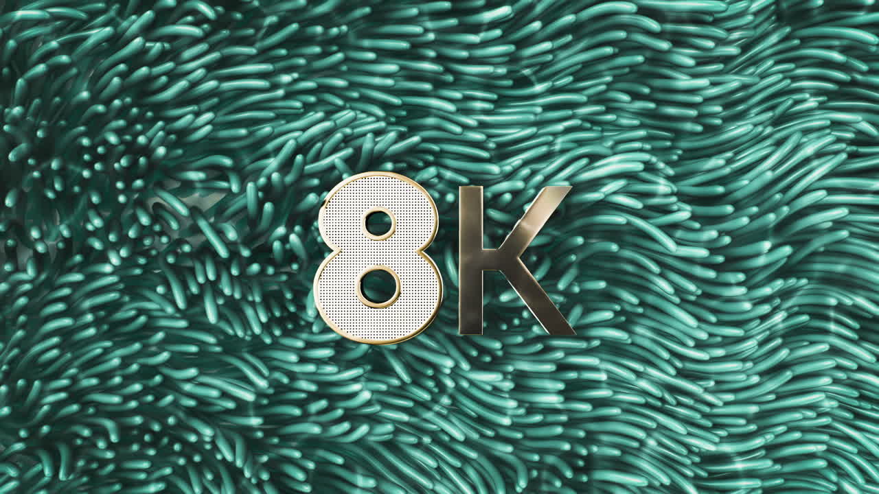 logotipo dorado de 8 k en un fondo abstracto de algas marinas