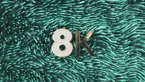 logotipo dorado de 8 k en un fondo abstracto de algas marinas