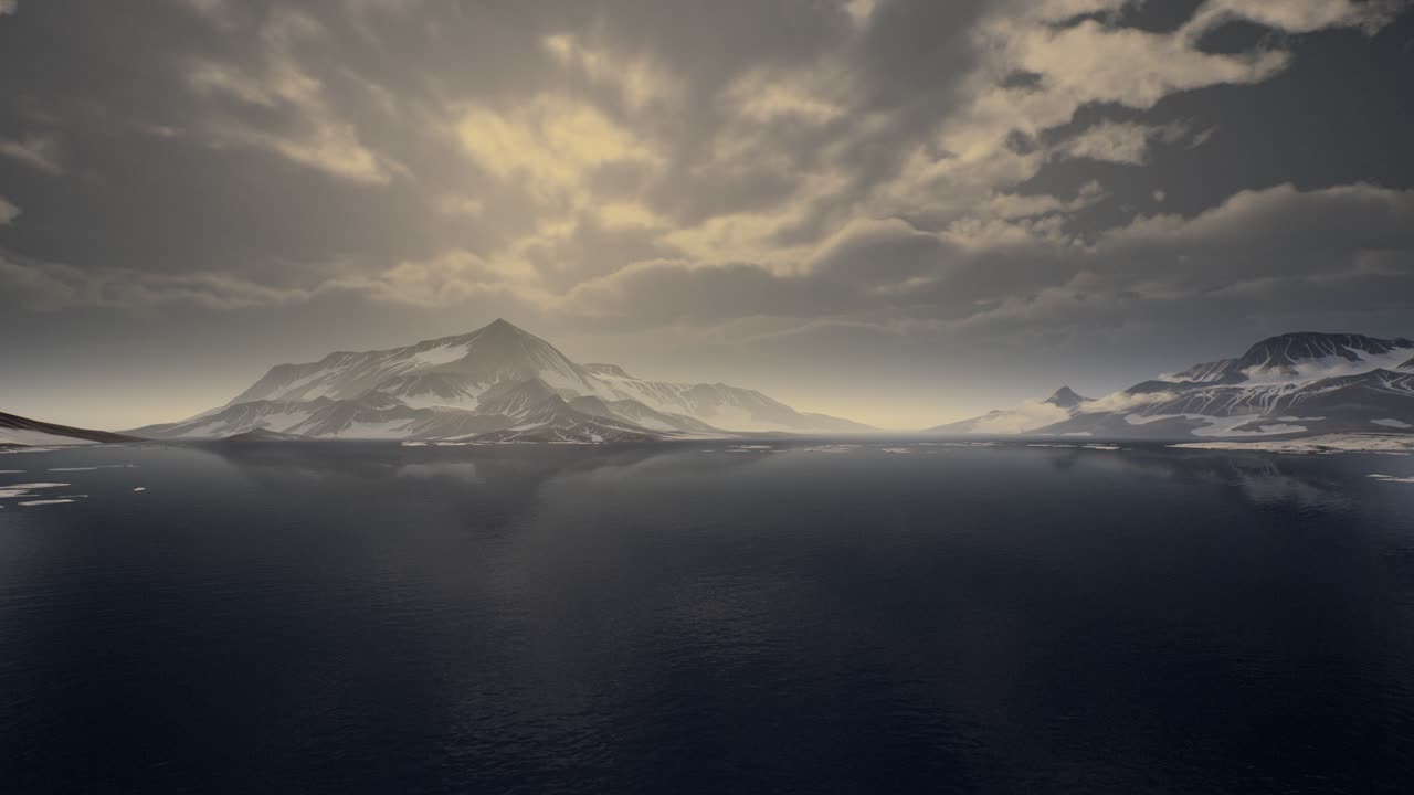 Mountains covered with ice in Antarctic landscape