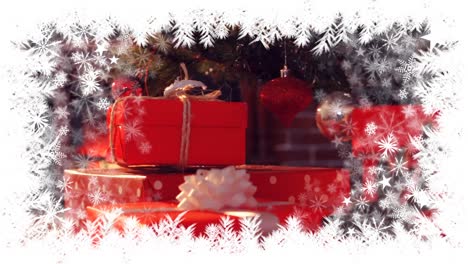 Christmas-snowflake-border-with-gifts-under-tree
