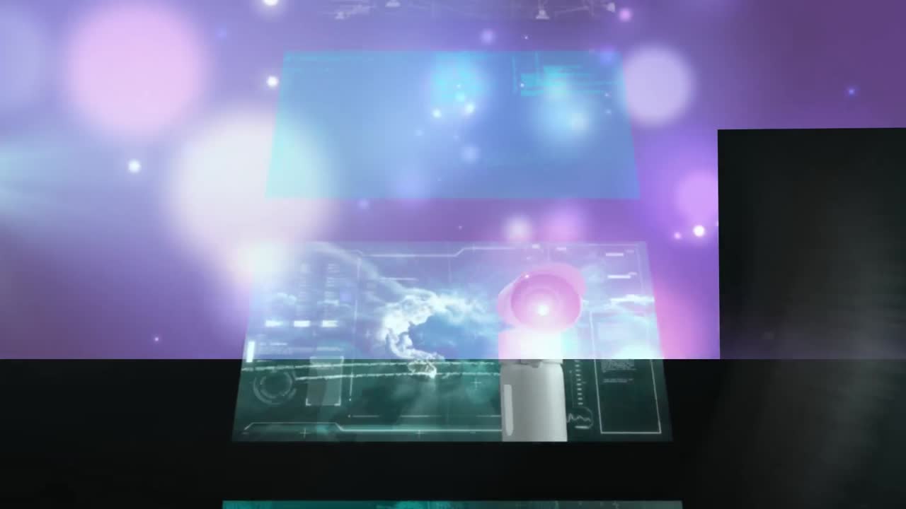 떨어지는 빛의 반점 위에 움직이는 스크린의 애니메이션