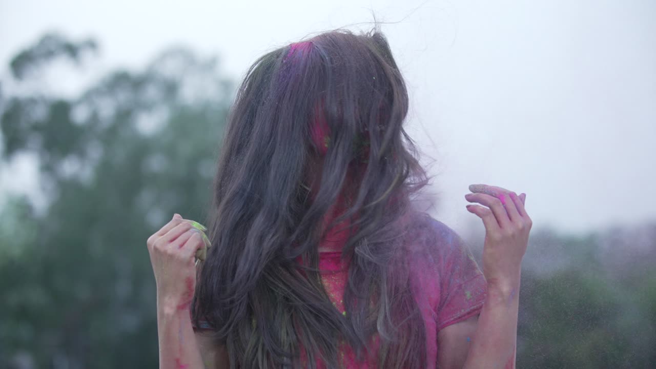 Indian Festival Holi Celebration Slowmotion