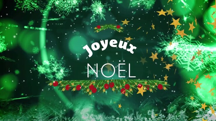 Animation du texte "Joyeux Noël" sur une chute de neige