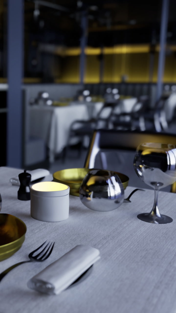 Table setting in restaurant with glassware and simple decor