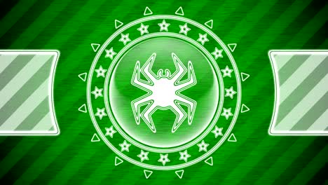 virus icon in circle shape and green striped background. illustration.