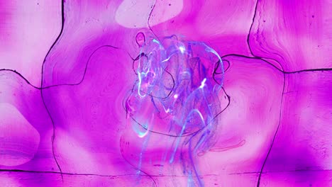 Animation-Von-Sich-Bewegenden-Leuchtenden-Lichtern-Und-Wellen-Auf-Rosa-Hintergrund