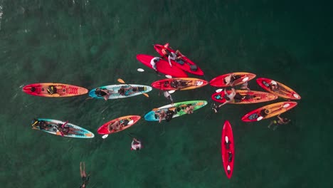 kayaks seen from a drone in mexico