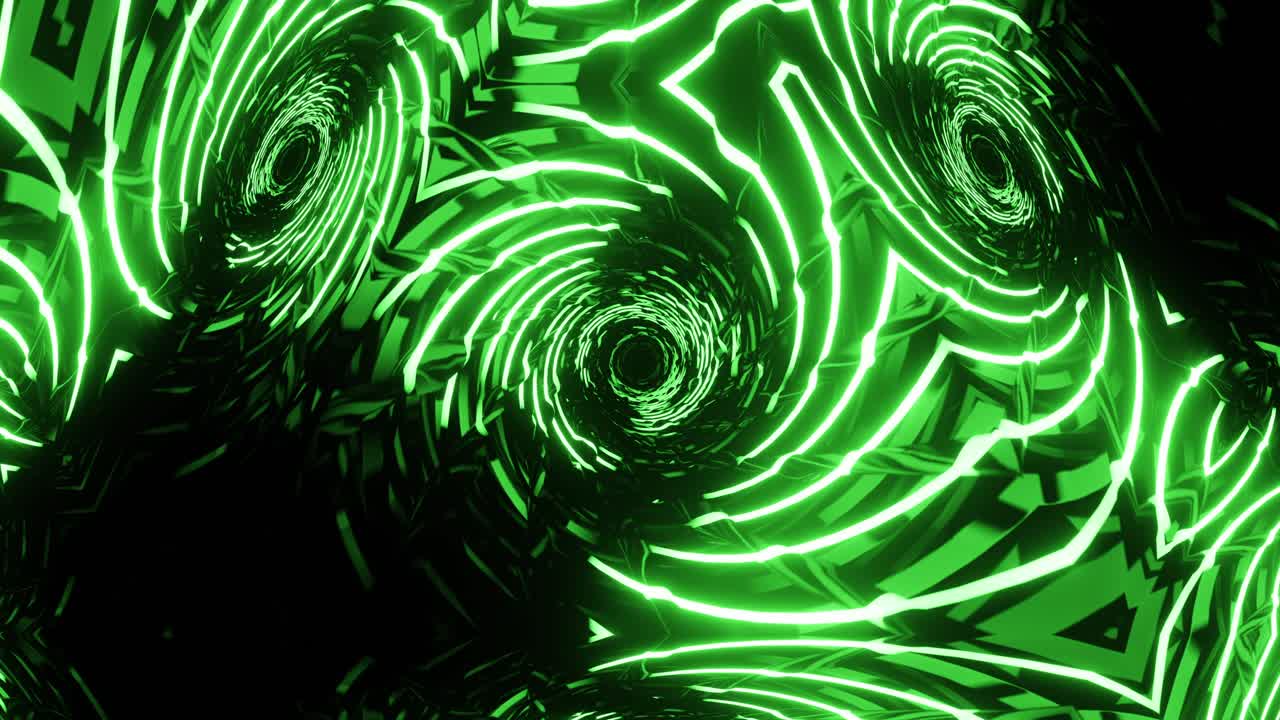 Vj Loop Green Neon kaleidoscope. Seamless animation.