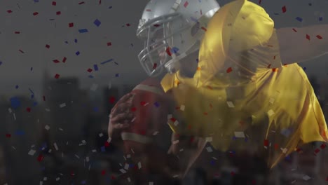 animation of falling confetti over american football player