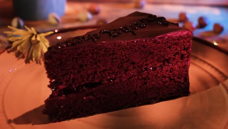 yummy slice of chocolate cake in a plate