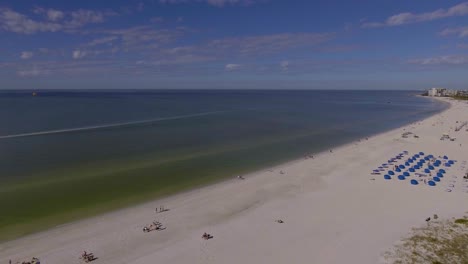 4k drone video of beach cabanas and umbrellas at bellwether resort on the gulf of mexico in st