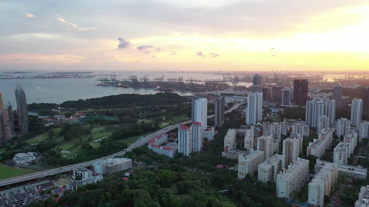 Sunset drone footage of Keppel Bay