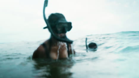 couple diving on the sea