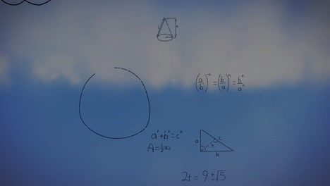 Animation-Mathematischer-Formeln-über-Bewölktem-Himmel