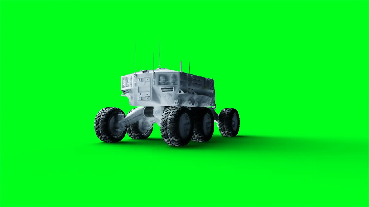로버는 녹색 스크린에서 고립됩니다. 현실적인 4k 애니메이션.