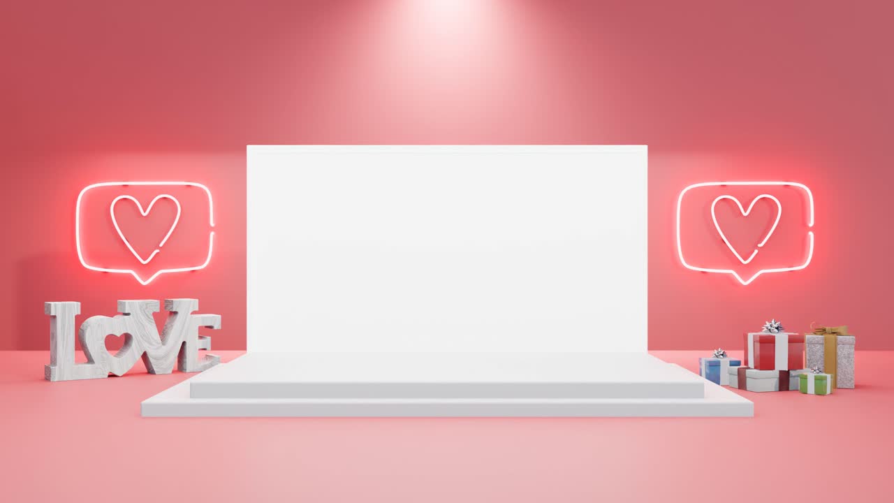 presentazione a tema amore palcoscenico sfondo rosso mockup