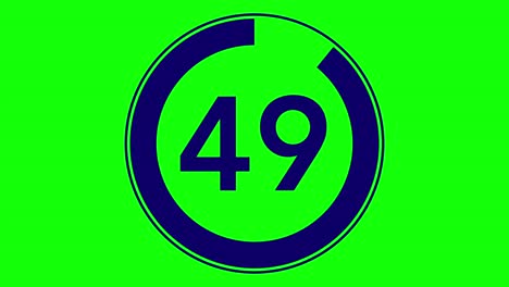 55 seconds simple countdown timer (dark blue on chroma key background)