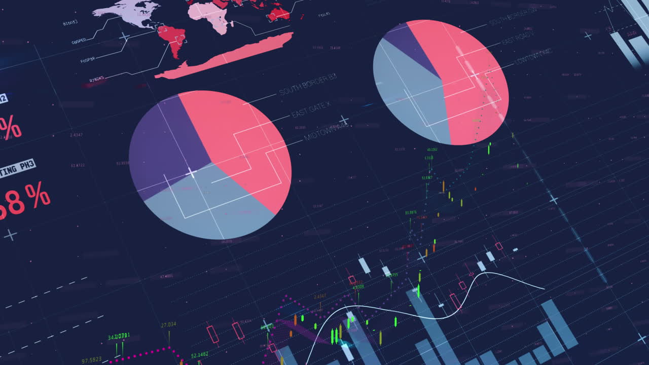 animación del procesamiento de datos financieros a través de la red