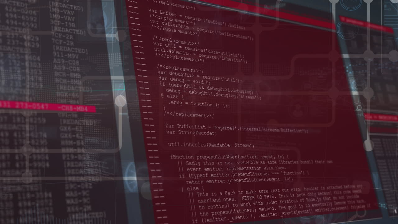 Animation of computer circuit board and data processing over screen