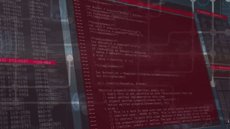 Animation of computer circuit board and data processing over screen