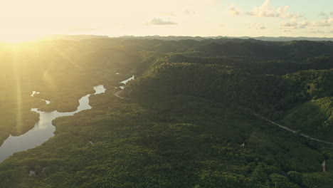 a-meandering-river-surrounded-by-a-dense-forest