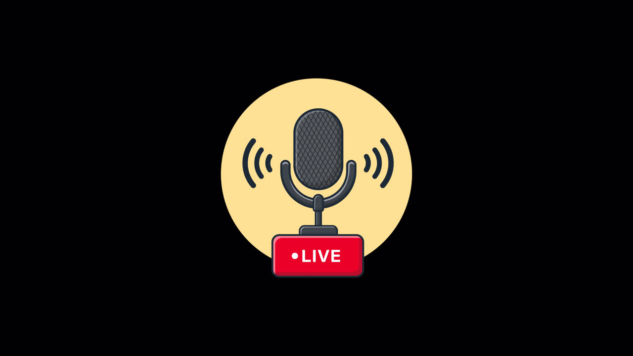 Animeret mikrofon med indikator for liveudsendelse