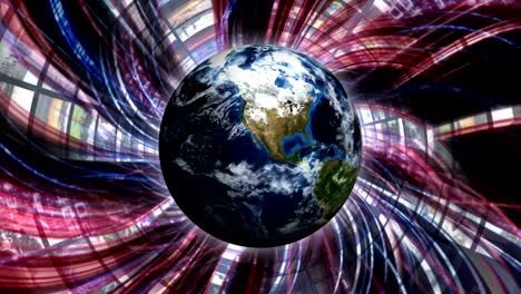 earth and cable numbers technology concept, animation, rendering, background, loop