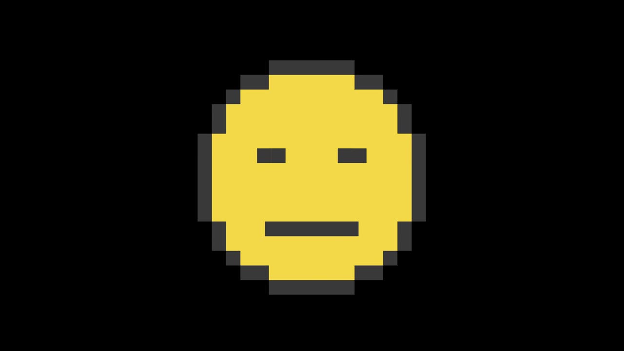 cara de póquer sonrisa símbolo de cara en la pantalla hud bucle sin costuras glitch interferencia animación de fondo nuevo dinámico retro. cómico, feliz