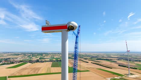 The-Head-of-a-Wind-Turbine-in-the-Process-of-Being-Built---Aerial-Close-Up