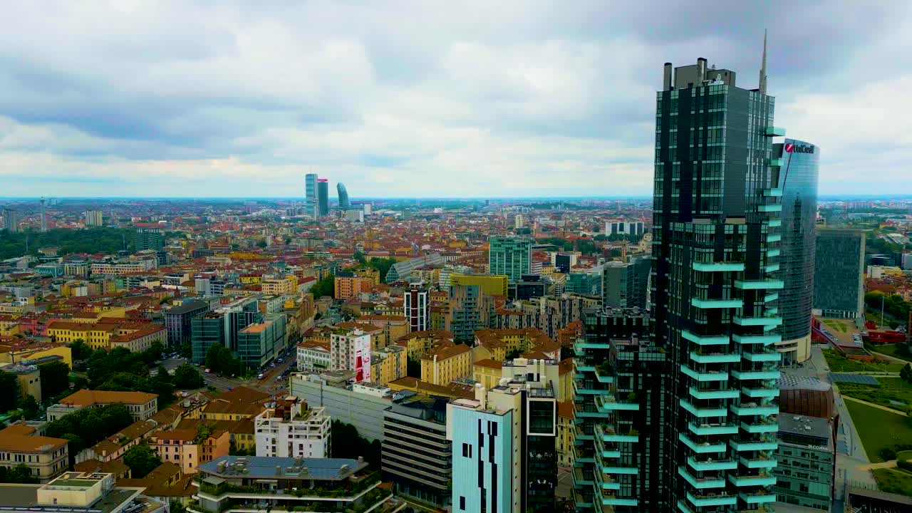 밀라노 시내 풍경 항공 사진