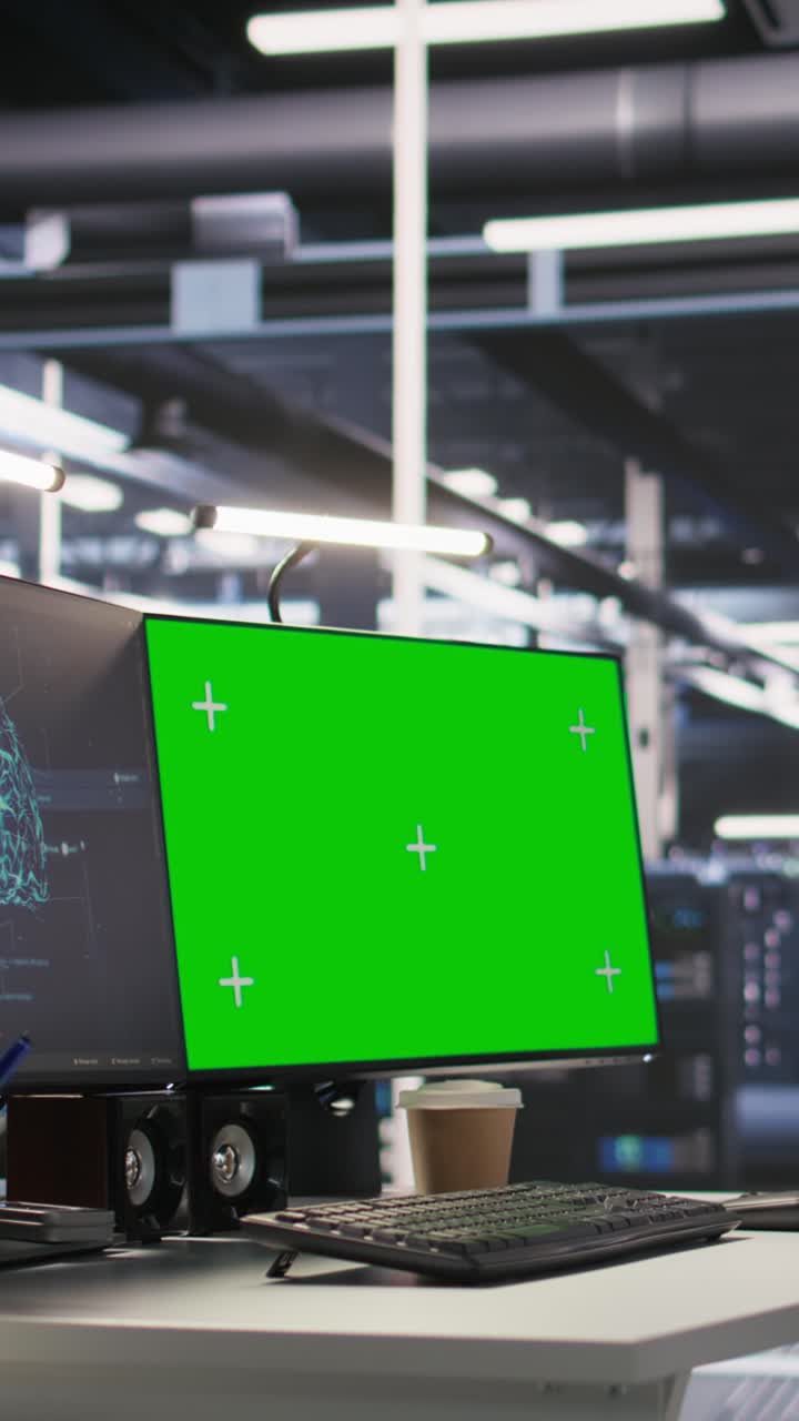 Video verticale Mockup di computer per server farm utilizzato per carichi di lavoro di intelligenza artificiale