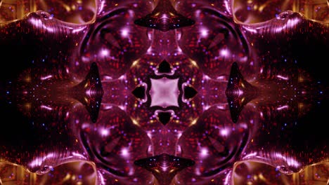 estructuras 3d simétricas abstractas como el caleidoscopio líquido en animación en bucle, gradientes de color suaves con brillo brillante. efecto caleidoscopia con ondas abstractas. hermoso patrón 3d abstracto bg. dof