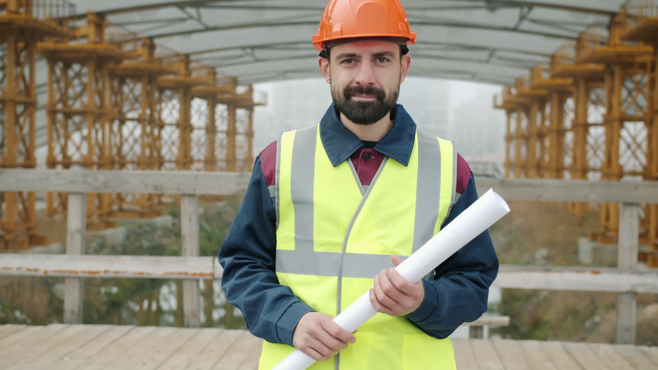 Construction Engineer on Bridge Construction Site