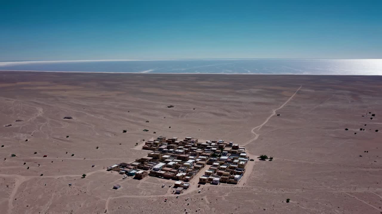 Remote desert village aerial view