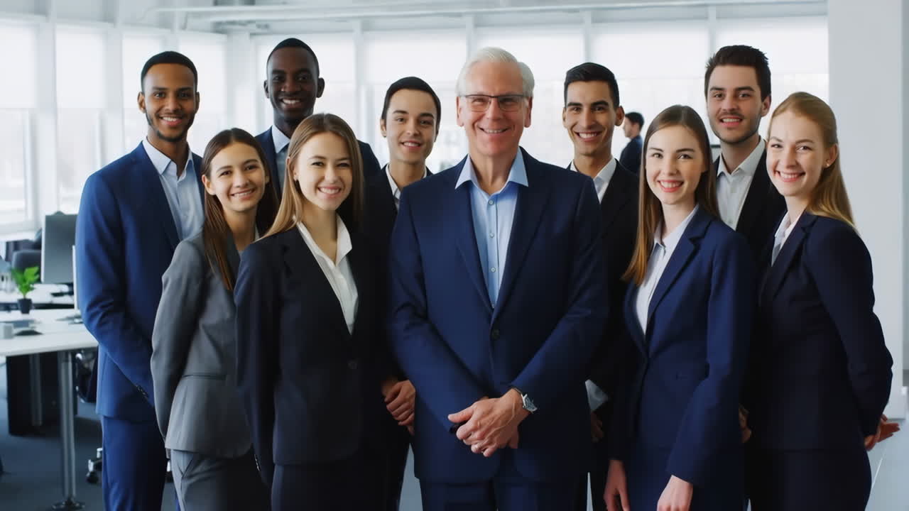 Diverse business team smiling in an office