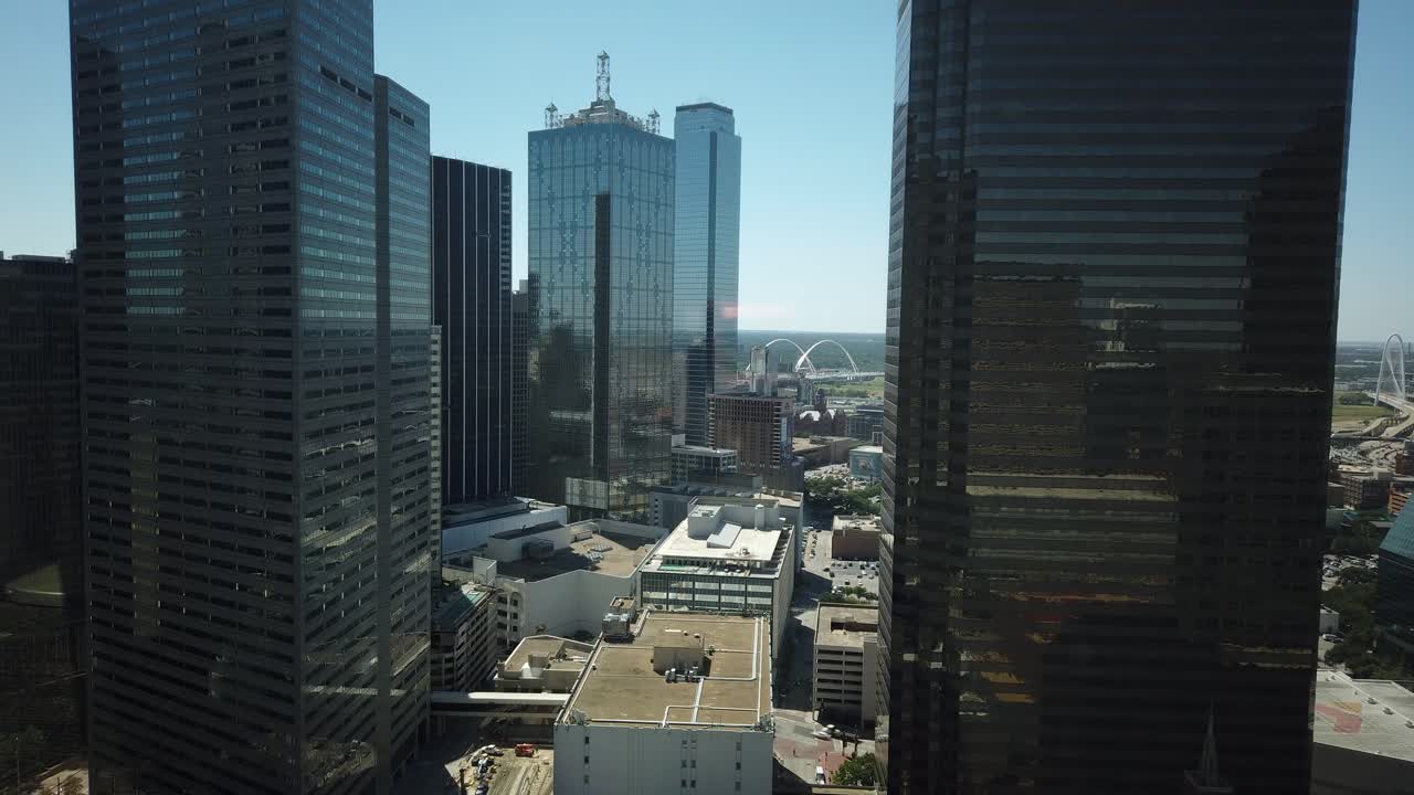 Time Lapse and Motion Lapse of Downtown Dallas, Texas with Buildings and Traffic Below
