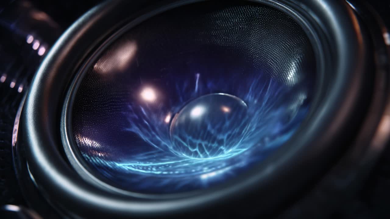 A Close-Up View of a Vibrating Speaker Cone with Dynamic Soundwaves Creating an Electrifying Visual Display of Energy in Motion