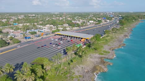 las americas highway toll station in santo domingo on scenic coastline