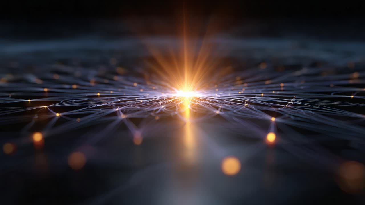 Una rappresentazione visiva accattivante di energia e luce, che mostra motivi intricati e un'illuminazione radiosa che emerge da un punto centrale, creando un straordinario effetto cosmico