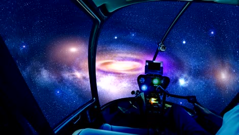 cockpit in galaxy in deep space