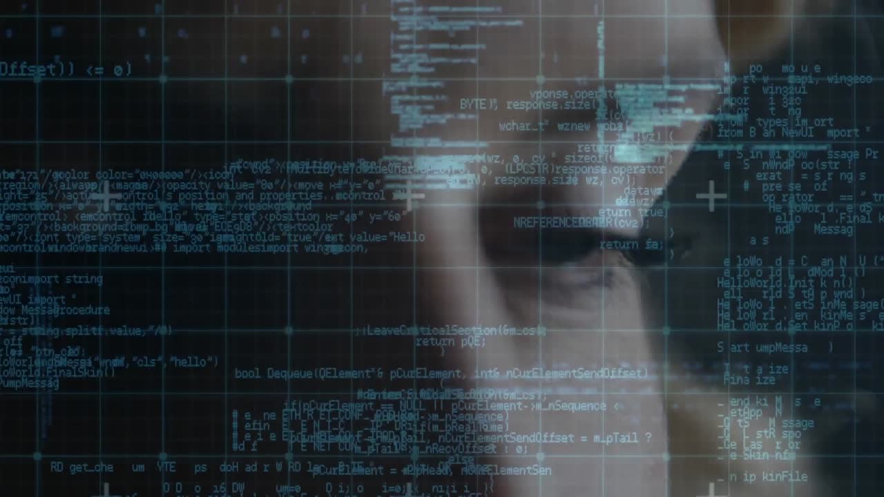 Animation af databehandling over kaukasisk kvinde
