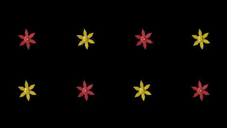 animation of rows of chinese red and gold floral pattern on black background