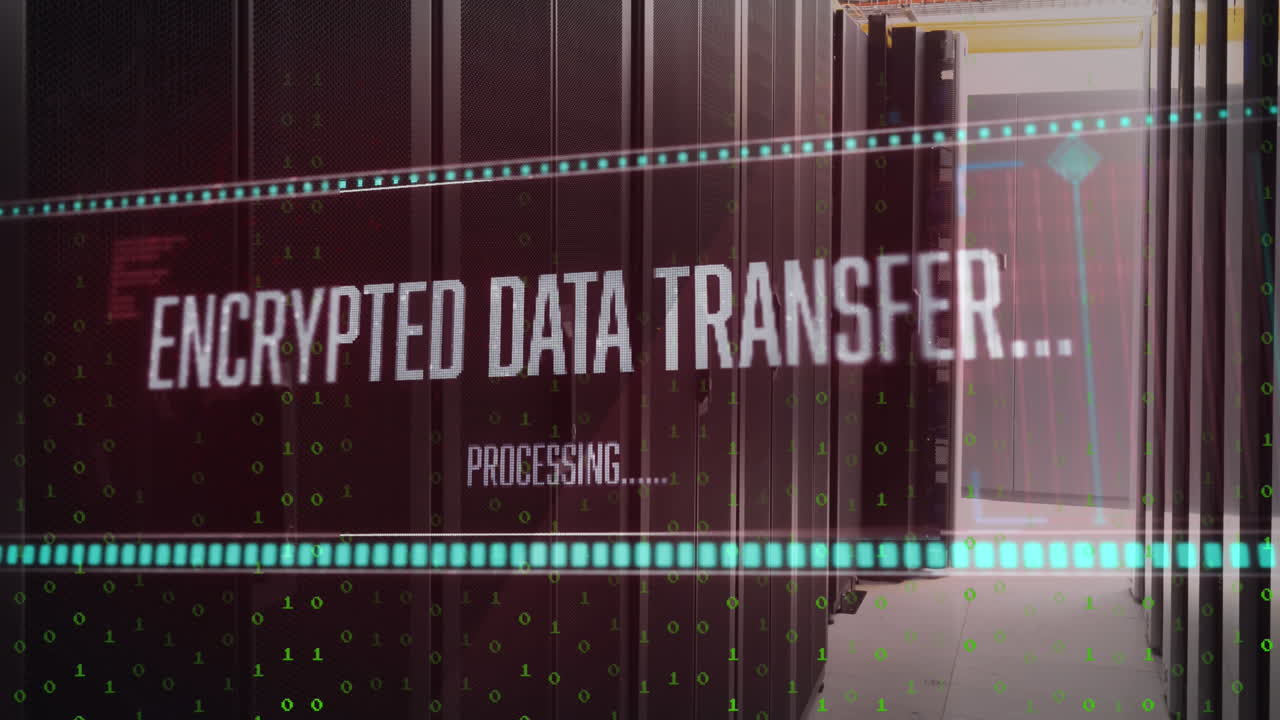 animación del procesamiento de datos en la sala de servidores