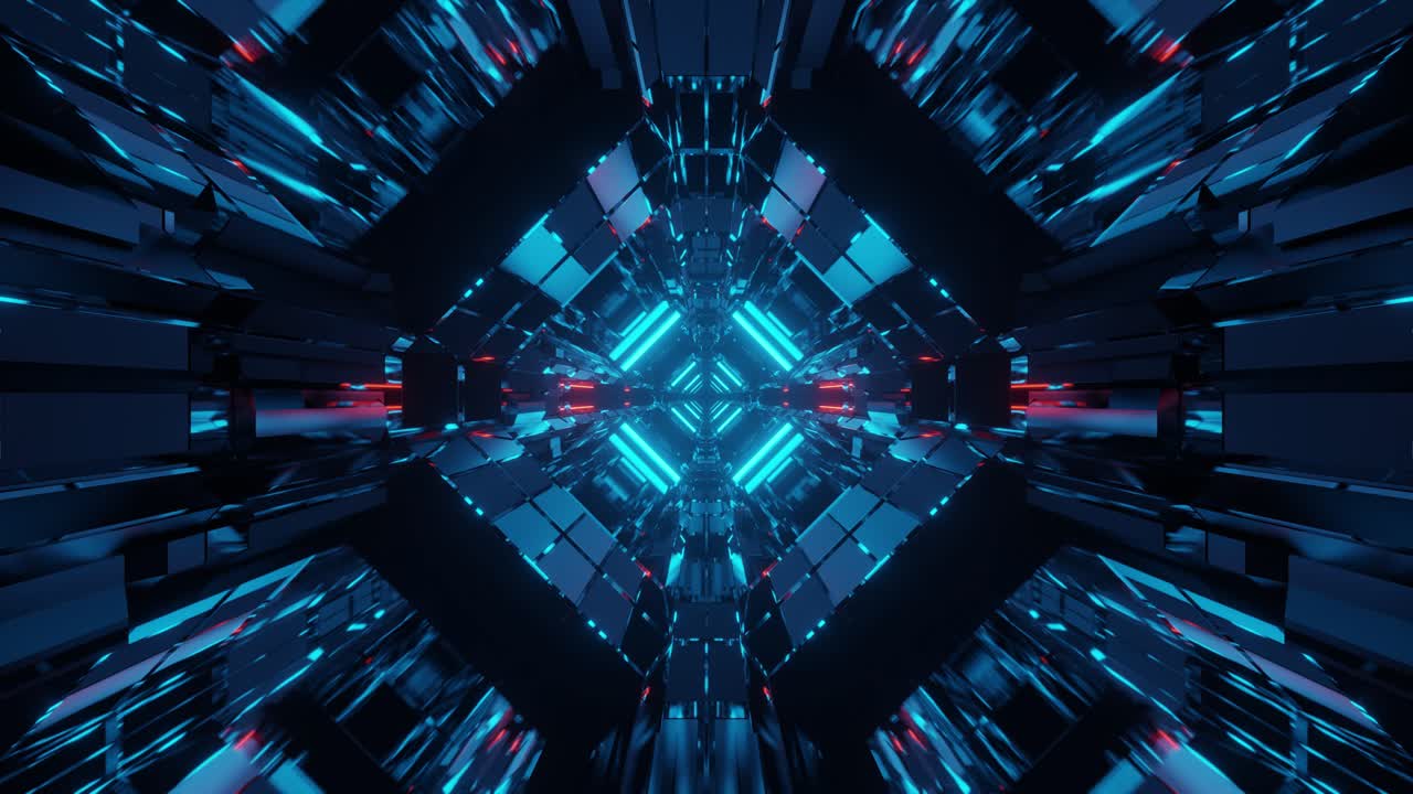 Abstract Futuristic Tunnel with Glowing Neon Lights