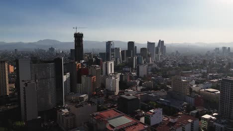 Skyscrapers-of-Paseo-de-la-Reforma-seen-from-a-distance-with-aerial-images