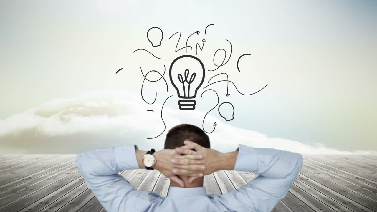 hombre de negocios observando la aparición de la bombilla