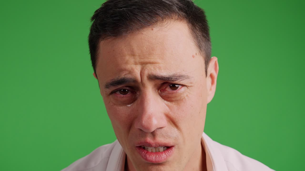 Desperate adult man crying and shaking his head