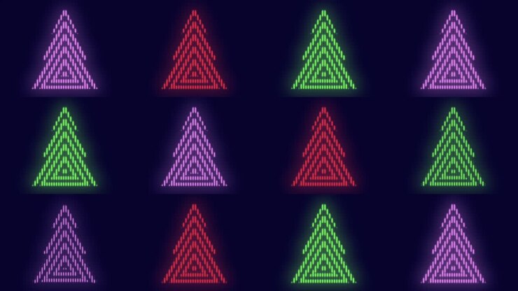 Neon colorful christmas trees pattern