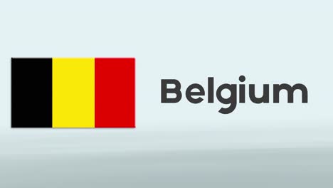 introducción promocional de presentación 3d en fondo blanco con una cinta colorida de la bandera y el país de bélgica