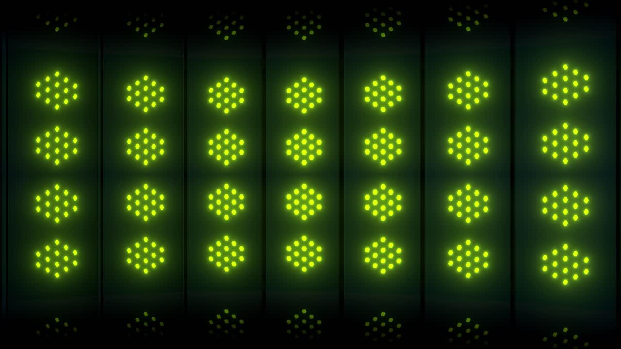 Server Rack with Glowing Green Lights
